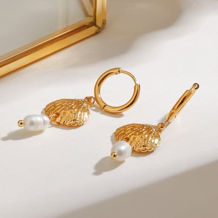 1 Pair Simple Series Personality Turtle Stainless Steel   Gold Color  Artificial Pearl Women's Drop Earrings