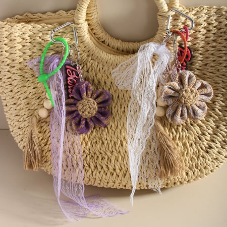 1 Stück Romantische Serie Bohemian Flower Rayon Damen Taschenanhänger 2