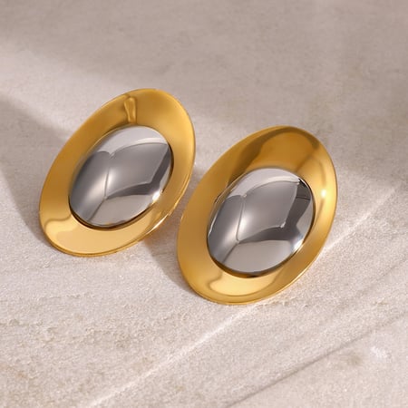 1 pair simple series casual geometric stainless steel  gold plated women stud earrings