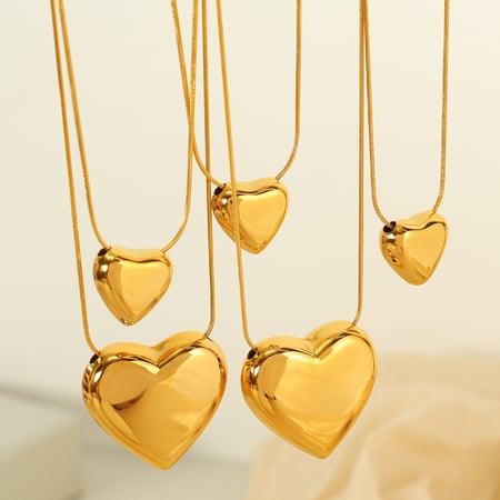 1 piece simple series simple heart stainless steel  gold plated women pendant necklaces 2
