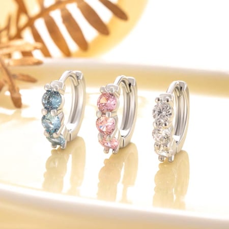 1 pieza de pendientes de aro de cobre con diseño geométrico dulce y sencillo, sin chapado, con circonitas para mujer 2