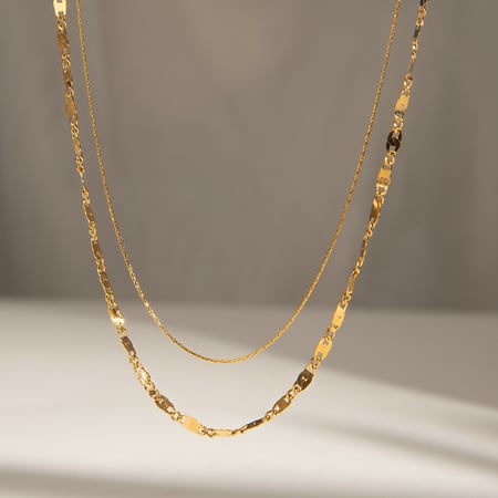 1 piece simple series retro annular stainless steel  gold plated women layered necklaces 2