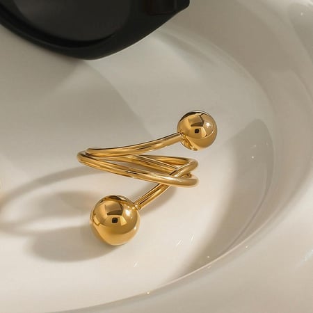 1 Piece Attractive Series Designable Twist Line Stainless Steel Gold Color Women's Single Rings 2