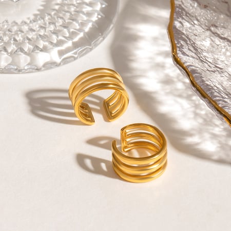 1 pair simple series simple annular stainless steel  gold plated women clip-on earrings 2