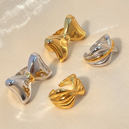 1 Piece Sweet Bow Knot Stainless Steel Women's Adjustable Rings 2