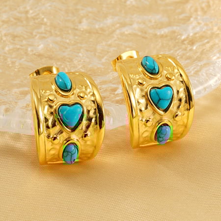 1 pair simple series retro polka dots stainless steel  gold plated women stud earrings