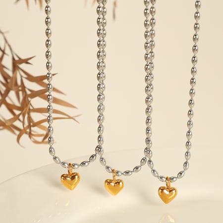 1 piece simple series simple heart stainless steel  gold plated women pendant necklaces 2