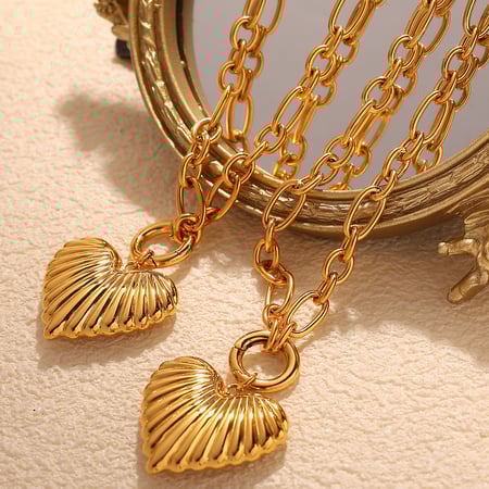 1 Piece Romantic Series Sweet Heart Titanium Steel   Gold Color  Women's Pendant Necklaces 2