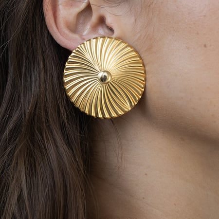 1 pair simple series retro flower stainless steel  gold plated women stud earrings