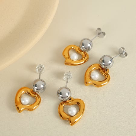 1 paire de boucles d'oreilles pendantes rétro en acier inoxydable plaqué or  pour femme, série simple 2