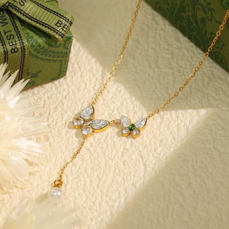 1 Piece Gorgeous Series Exquisite Butterfly Stainless Steel Gold Color Women's Pendant Necklaces 2