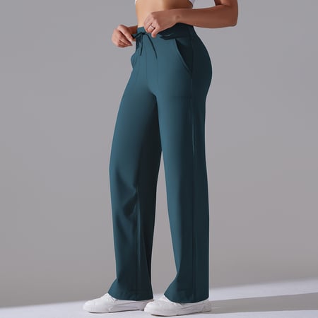 1 Piece Solid Colored High End Elastic Loose  Casual Women's Sports Long Pants 2
