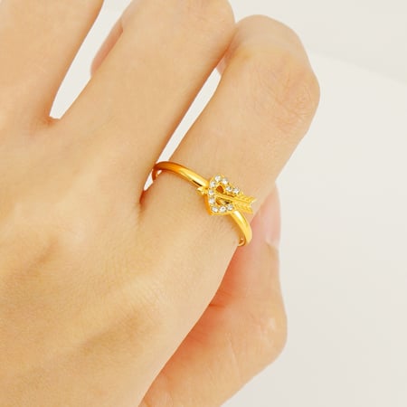 1 paio di piccoli anelli aperti con diamanti da donna, in acciaio al titanio di alta qualità, con freccia di Cupido, anello regolabile da donna