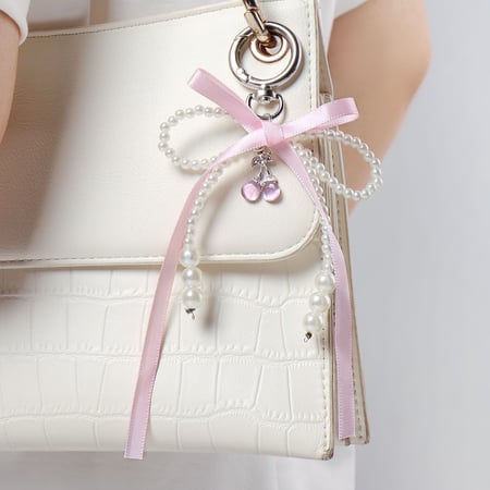 1 Stück Romantische Serie Süße Schleife Knoten Legierung Künstliche Perle Damen Tasche Charms 2