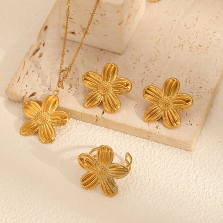 1 paar simple series  style blume edelstahl gold farbe unisex ohrstecker