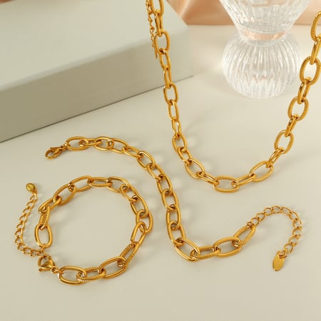 1 Piece Simple Series Classic Solid Color Titanium Steel   Gold Color  Women's Chain Necklaces 2