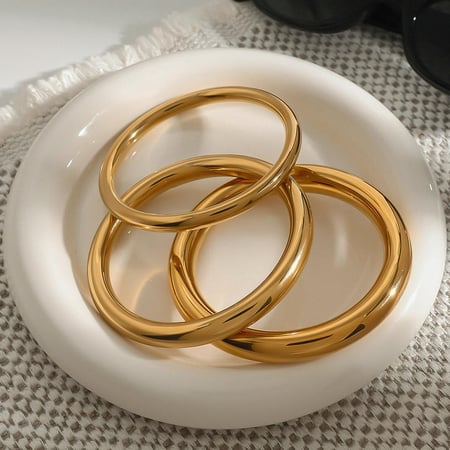 1 Piece Classsic Series Streamline Annular Stainless Steel Gold Color Women's Bangles 2