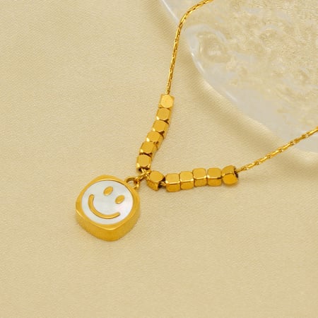1 Piece Simple Series Classic Daily Smile Round Gold Color Women's Pendant Necklace