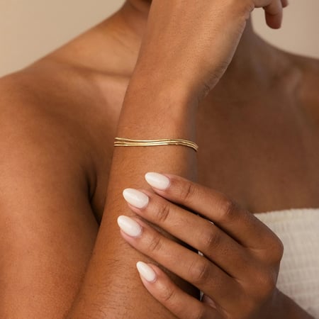 1 Piece Elegant Series Delicate Line Stainless Steel Gold Color Women's Chain Bracelets