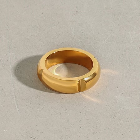 1 Piece Designable Series All-match Annular Stainless Steel Gold Color Women's Single Rings 2