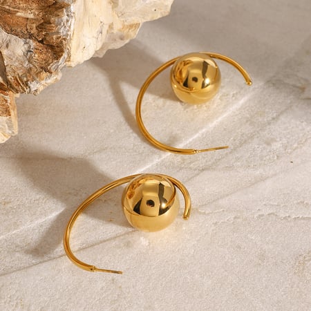 1 pair simple series simple solid color stainless steel  gold plated women hoop earrings