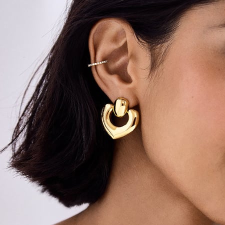 1 Paar geometrische Retro-Ohrstecker der Simple Series, 18 Karat vergoldet 2