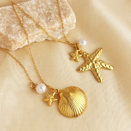 1 Stück Simple Series Retro Turtle Edelstahl Goldfarben Künstliche Perle Damen Anhänger Halsketten 2