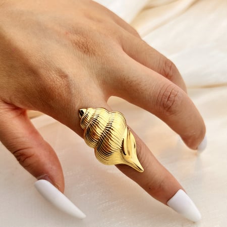 1 Piece Whelk Stainless Steel Gold Color Women's Adjustable Rings 2