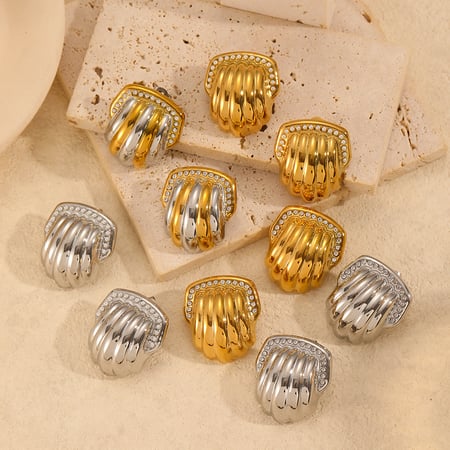 1 pair simple series  style geometric stainless steel  gold plated women stud earrings 2