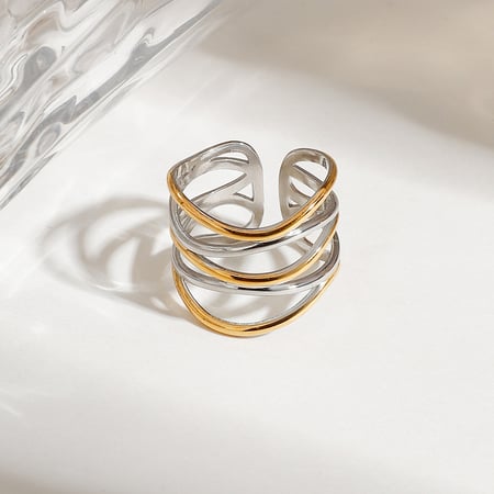 1 Piece Simple Series Stainless Steel Gold Color Women's Single Rings 2