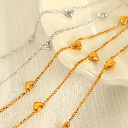 1 piece romantic series classic heart titanium steel  gold color plated women's charm bracelets
