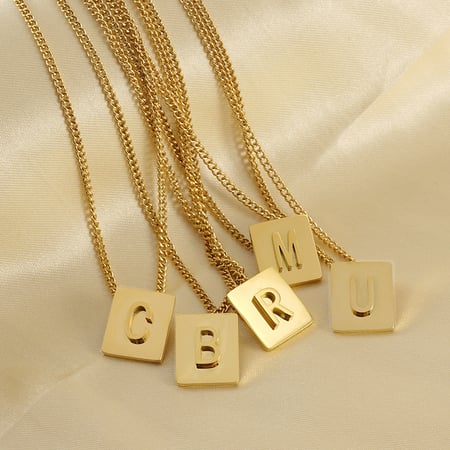 collier pendentif unisexe en acier titane plaqué or , série simple, lettre quotidienne 2