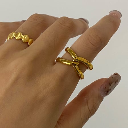 1 Piece Modern Series Daily Twist Stainless Steel Gold Color Women's Single Rings