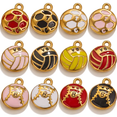 1 Piece Simple Series Sport Ball Drop Oil Stainless Steel Gold Color Unisex Pendants 2