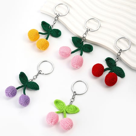 1 Piece Cute Yarn Cherry Women's Bag Charms 2