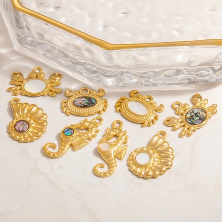 1 Piece Classic Series Delicate Marine Organism Shape Conch Stainless Steel Gold Color Women's Pendants