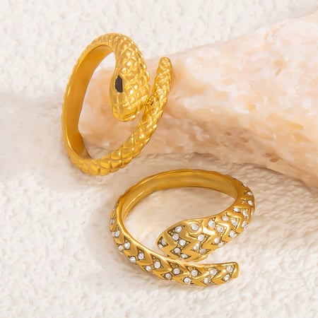 bague simple pour femme, série luxueuse, motif animal rétro, en acier inoxydable, couleur or 2