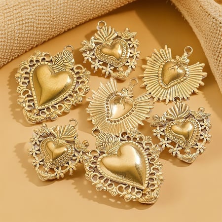 1 Piece Luxury Series Magnificent Heart Stainless Steel Gold Color Women's Pendants 2
