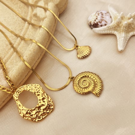 1 Piece Simple Series Oceanic Stainless Steel Gold Color Women's Pendant Necklaces 2