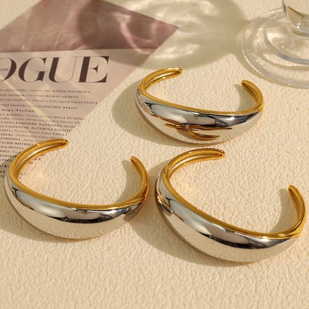 1 piece simple series simple geometric stainless steel  gold plated women bangles 2