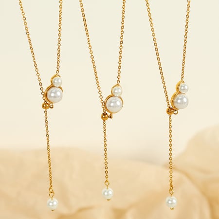 1 Paar Simple Series Einfache geometrische Ohrstecker aus Edelstahl mit 18 Karat Goldbeschichtung und Kunstperlen für Damen