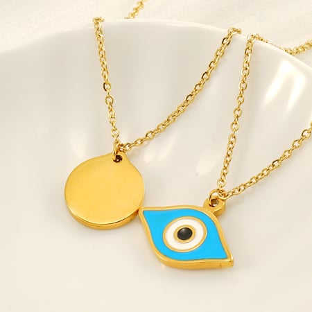 1 piece simple series classic eye titanium steel  gold plated women pendant necklaces