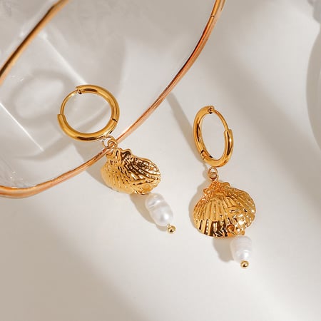 1 Pair Simple Series Personality Turtle Stainless Steel   Gold Color  Artificial Pearl Women's Drop Earrings 2