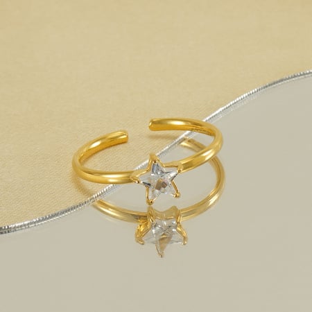 1 Çift Kadınlar için Sınır Ötesi paslanmaz çelik kakmalı zirkonyum yıldız yüzük, kadınlar için tüm uyumlu hafif lüks titanyum çelik yüzük, ayarlanabilir yüzük