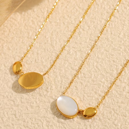 1 piece romantic series elegant ellipse titanium steel  gold color plated shell women's pendant necklaces