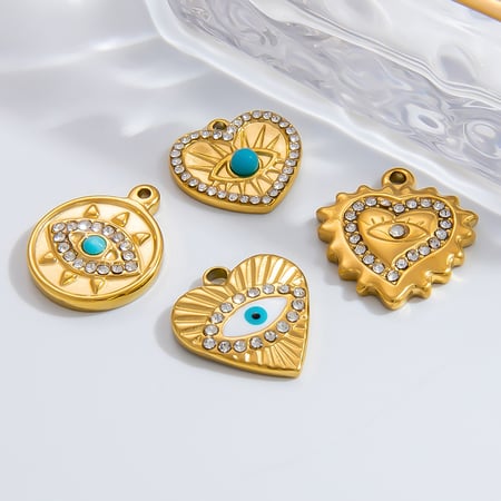 1 Piece Classic Series Retro Eye Stainless Steel Gold Color DIY Women's Pendants 2