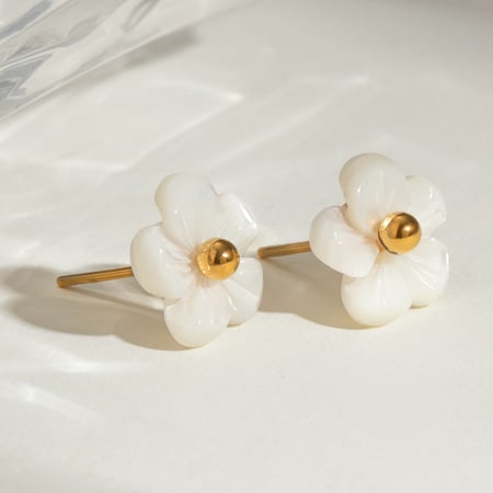 1 pair romantic series sweet flower stainless steel  gold plated women stud earrings 2