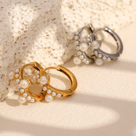 1 Pair Simple Series Fashion OL Solid Color Stainless Steel   Gold Color  Women's Hoop Earrings