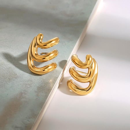 1 paar einfache serie  ringförmige edelstahl gold farbe damen ohrstecker 2