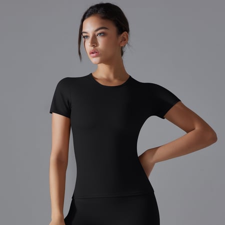 1 Piece High Elastic Skin Tight Breathable Yoga Short Sleeved Women's Sports T Shirt 2